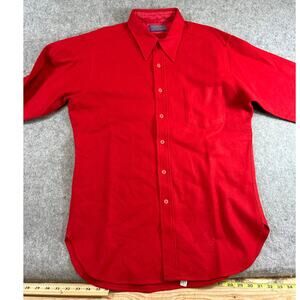VINTAGE 80s Pendleton Mens Shirt Red Virgin Wool Button Up USA Preppy 70s Large